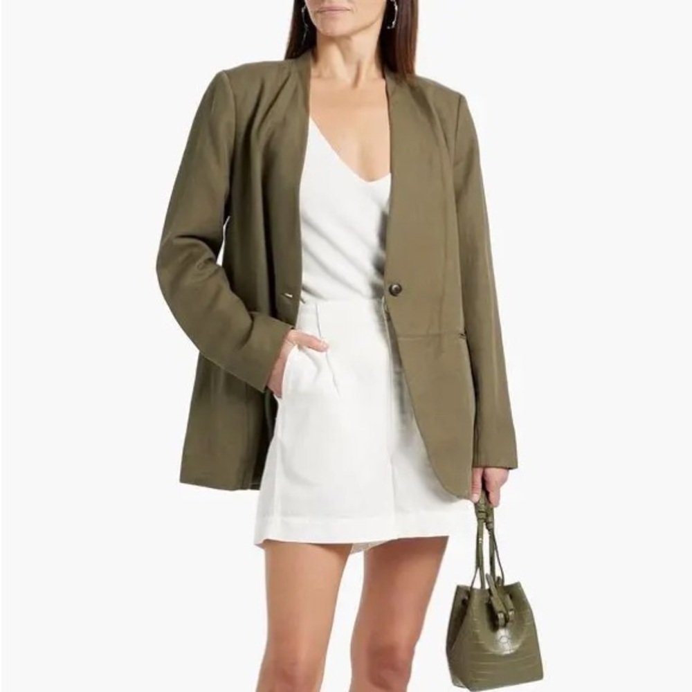 New Alex Mill Janine Twill Blazer Army Green Linen Blend Sz XL